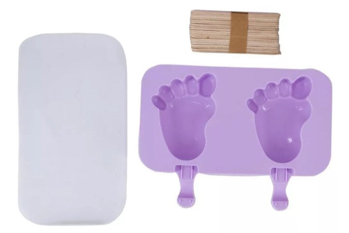 Molde silicona paleta pie + 50 palitos