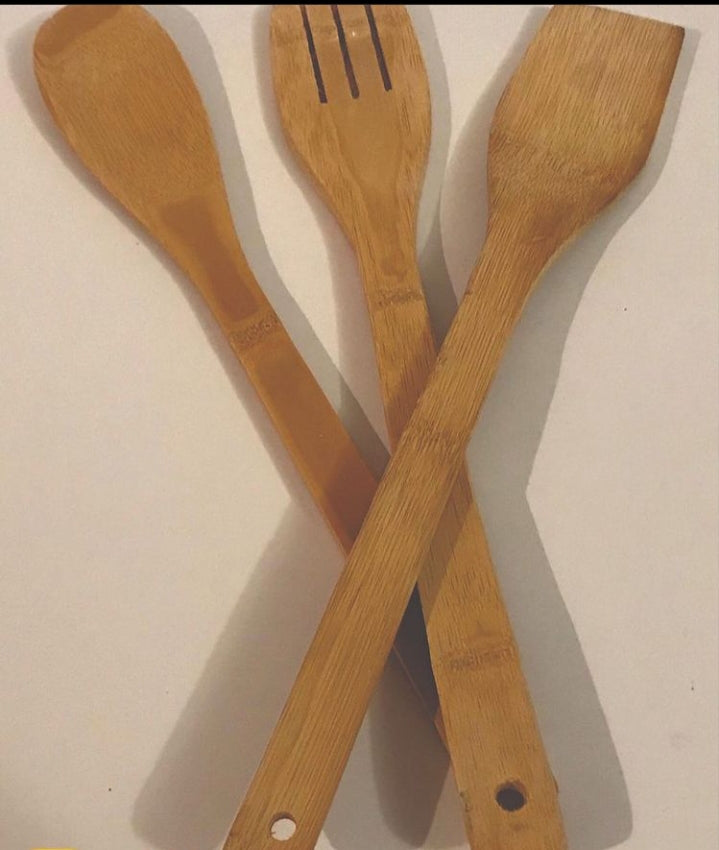 Set cucharas para cocina cerradas madera 3 pzas