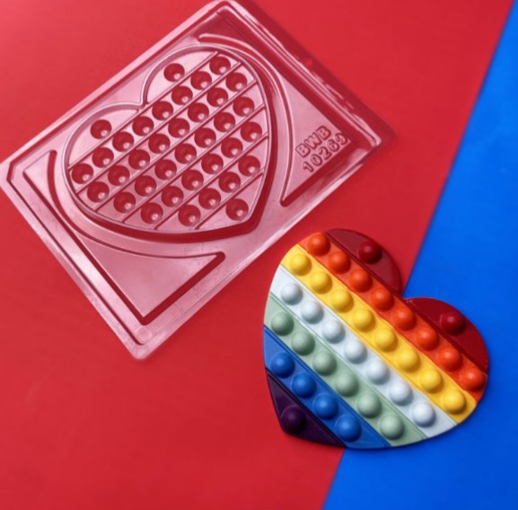 Molde de acetato corazón pop it