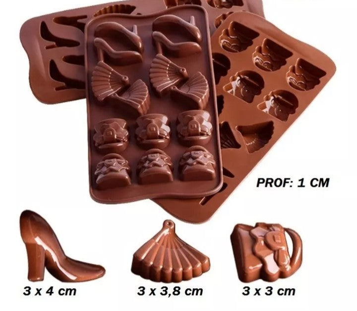 Molde de silicona tacos, abanico, cartera