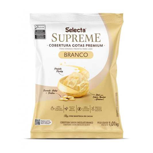 Chocolate Selecta Supreme blanco, en gotas, 1kg