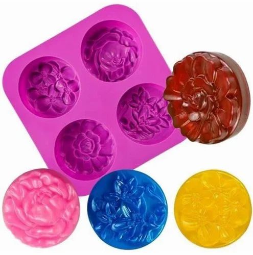 Molde silicona circular con flores