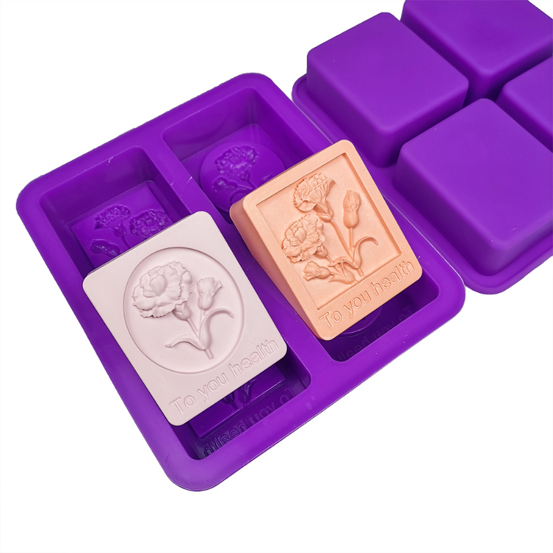 Molde silicona rectangular con flores
