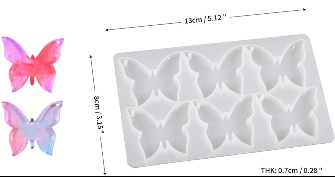 Molde silicona mariposas chatas
