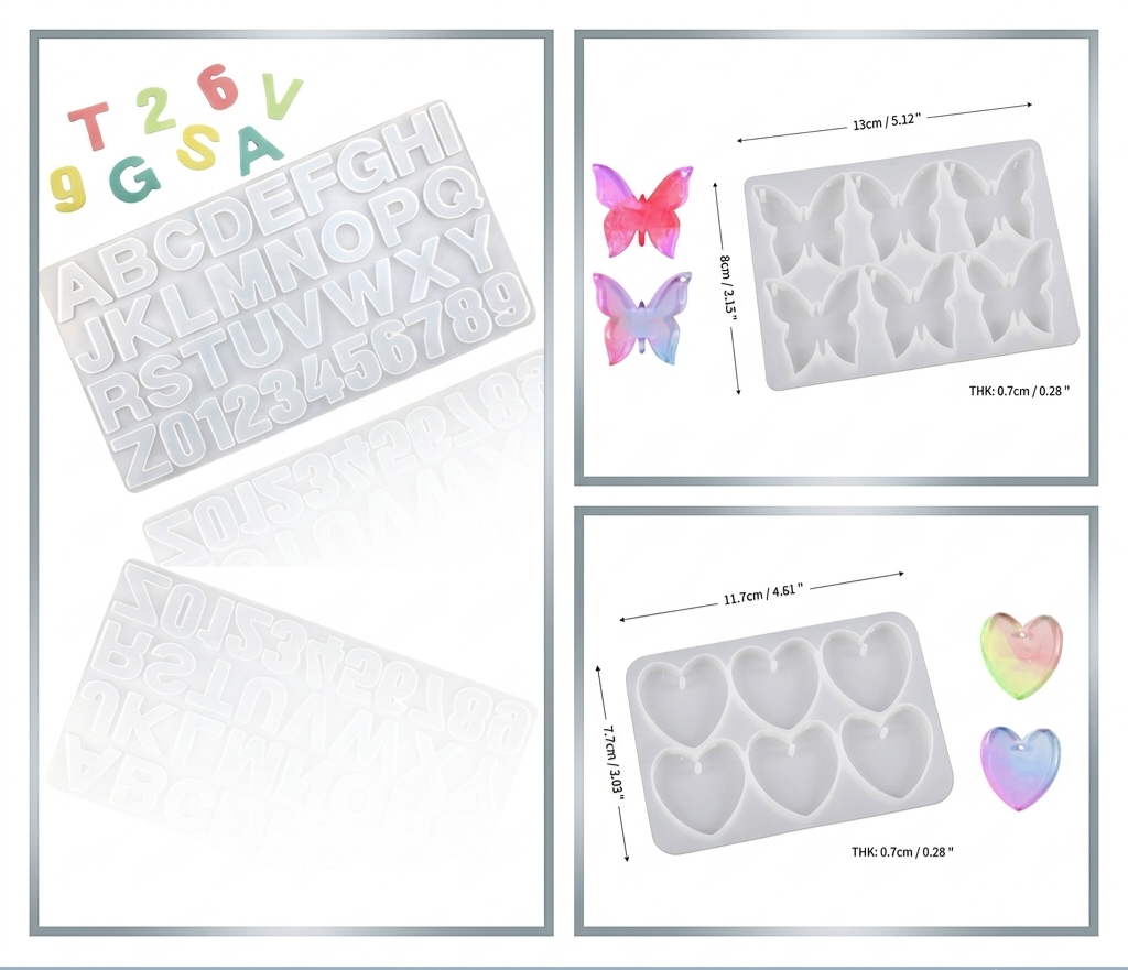 Set 3 moldes de silicona ideal resina